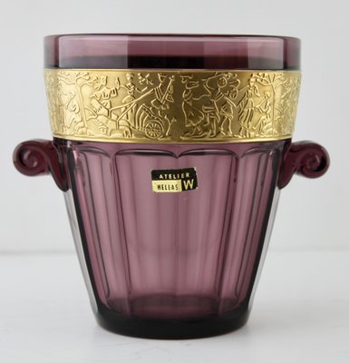 Art Deco Amethyst Vases with Classical Frieze from Walther, Germany, Set of 2-MJY-1148995