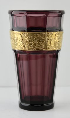 Art Deco Amethyst Vases with Classical Frieze from Walther, Germany, Set of 2-MJY-1148995