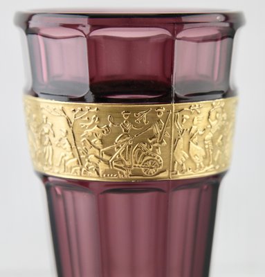 Art Deco Amethyst Vases with Classical Frieze from Walther, Germany, Set of 2-MJY-1148995