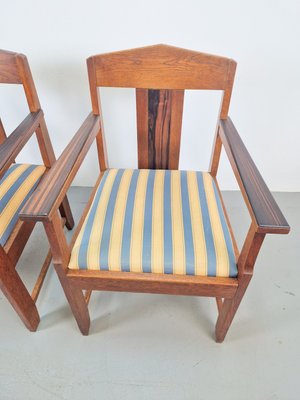 Art Deco Amsterdam School Armchairs in Oak & Ebony, 1920s, Set of 2-AXJ-2021933