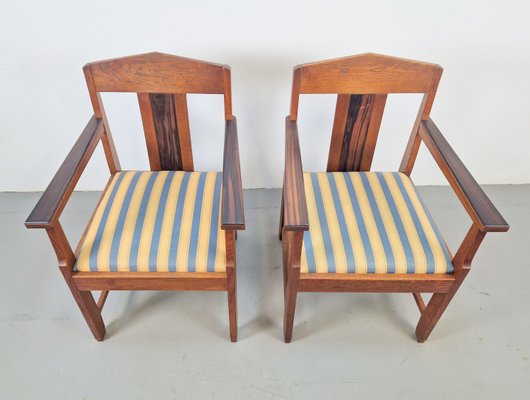 Art Deco Amsterdam School Armchairs in Oak & Ebony, 1920s, Set of 2-AXJ-2021933