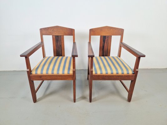 Art Deco Amsterdam School Armchairs in Oak & Ebony, 1920s, Set of 2-AXJ-2021933