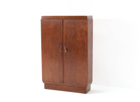 Art Deco Amsterdam School Burlwood Armoire from 't Woonhuys Amsterdam-MY-745501