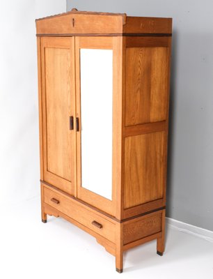 Art Deco Amsterdamse School Wardrobe in Oak by Fa. Drilling Amsterdam, 1920s-MY-1820990