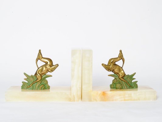 Art Deco Antelope Bookends, 1930s, Set of 2-IXK-686321