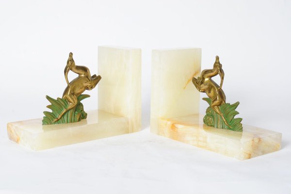 Art Deco Antelope Bookends, 1930s, Set of 2-IXK-686321