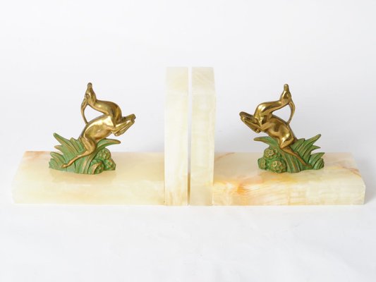 Art Deco Antelope Bookends, 1930s, Set of 2-IXK-686321