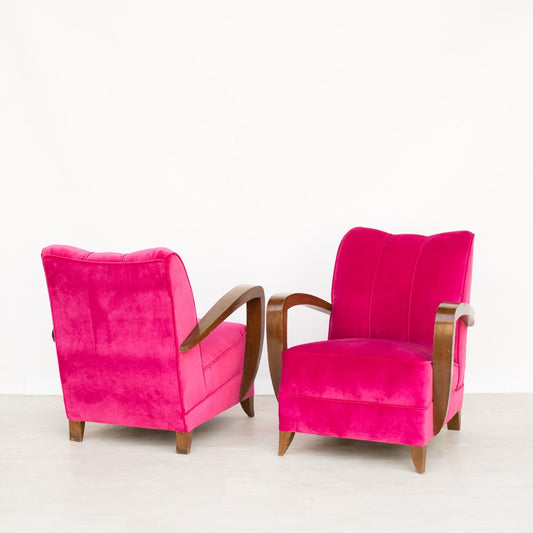 Art Deco Armchair Couple, 1940s, Set of 2