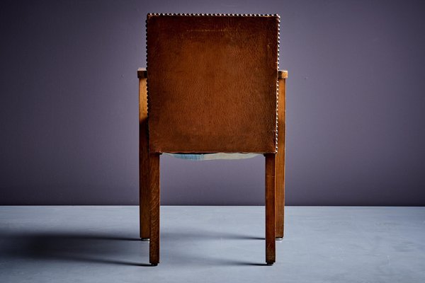 Art Deco Armchair in Brown Faux Leather attributed to Francis Jourdain, 1940s-SFD-1791930