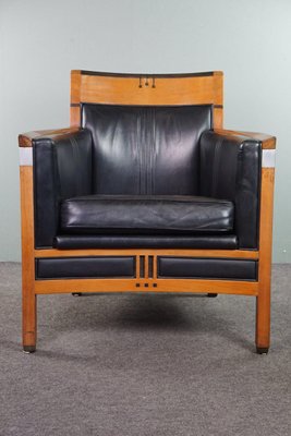 Art Deco Armchair with Black Leather and Accents-HPP-1808360