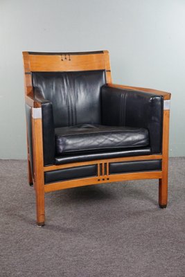 Art Deco Armchair with Black Leather and Accents-HPP-1808360