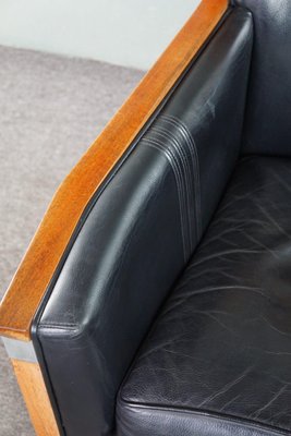 Art Deco Armchair with Black Leather and Accents-HPP-1808360