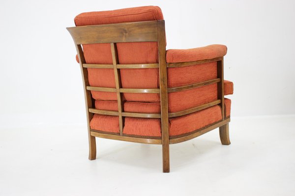 Art Deco Armchair with Ottoman, Former Czechoslovakia, 1930s, Set of 2-TZ-1702330