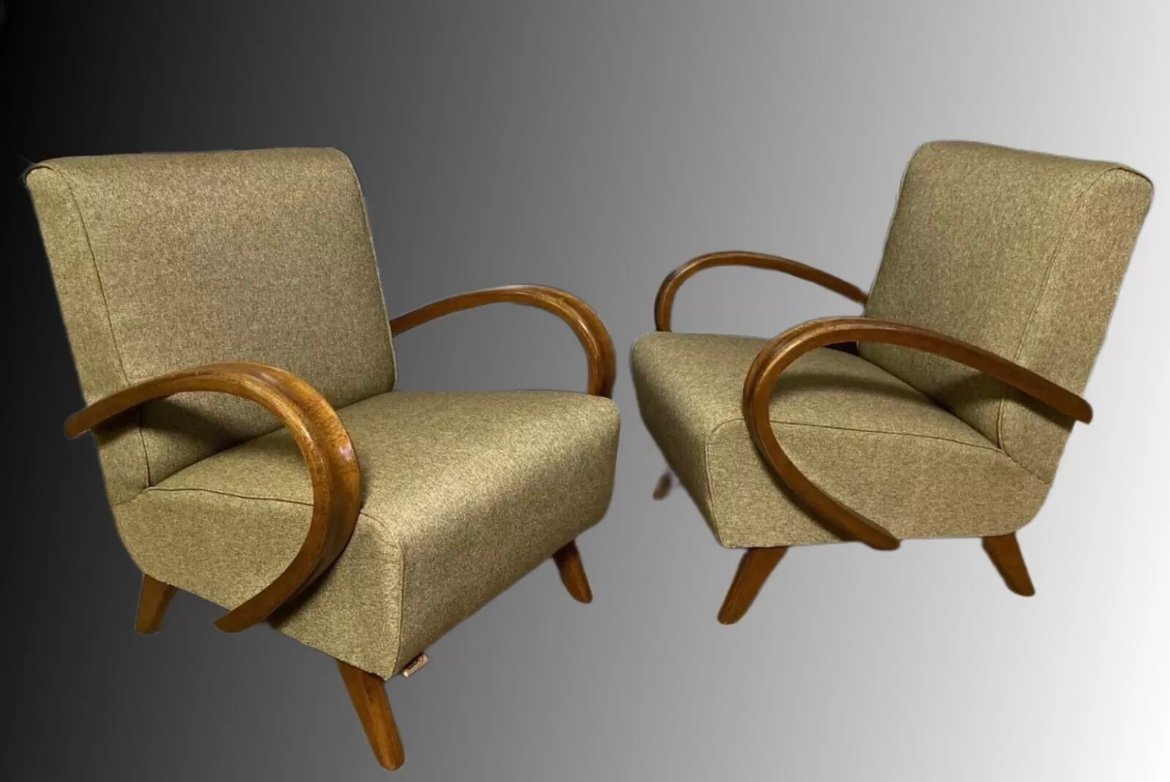 Art Deco Armchairs by Jindřich Halabala for Up Závody, 1930s, Set of 2