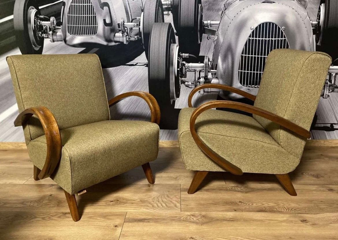 Art Deco Armchairs by Jindřich Halabala for Up Závody, 1930s, Set of 2