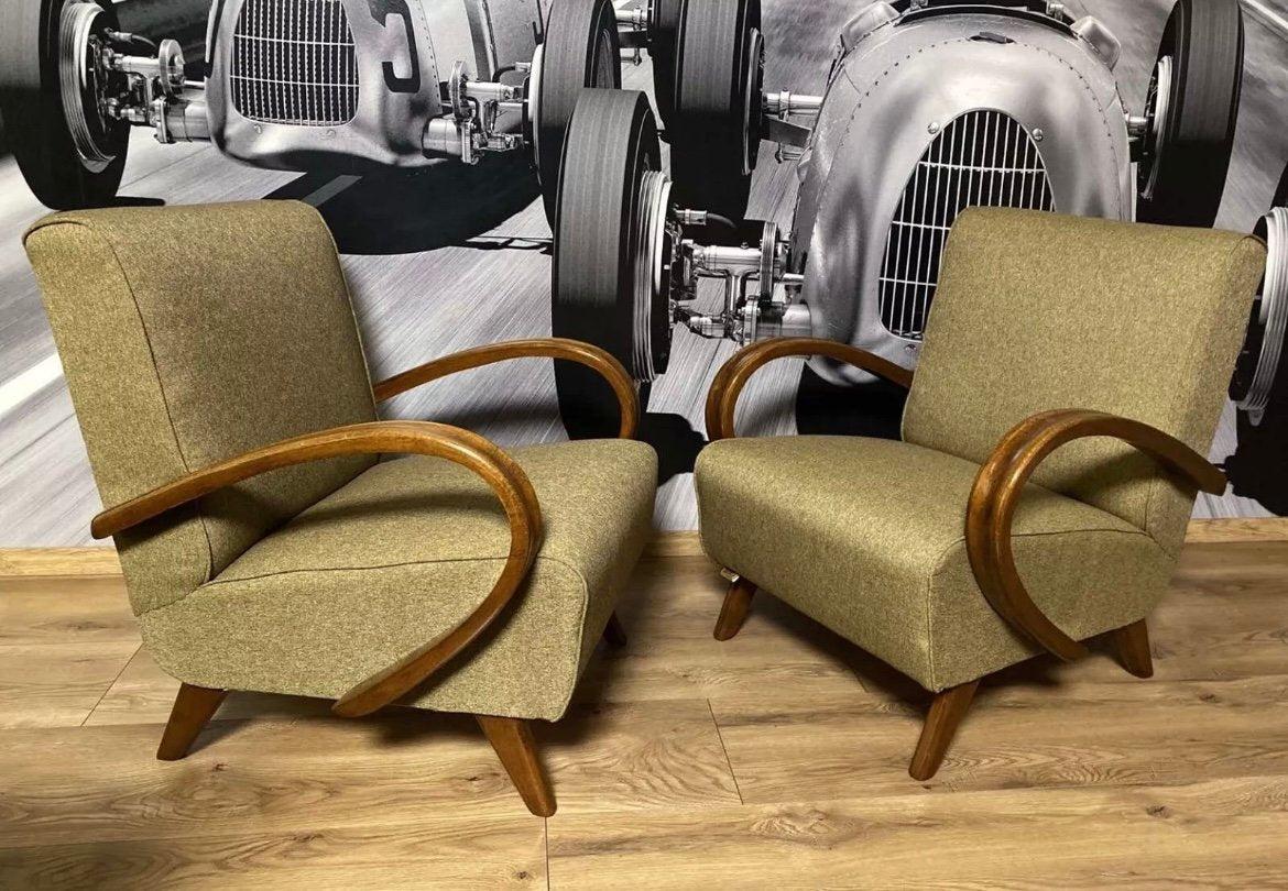 Art Deco Armchairs by Jindřich Halabala for Up Závody, 1930s, Set of 2