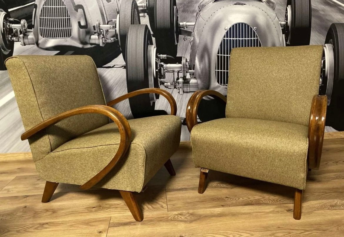 Art Deco Armchairs by Jindřich Halabala for Up Závody, 1930s, Set of 2