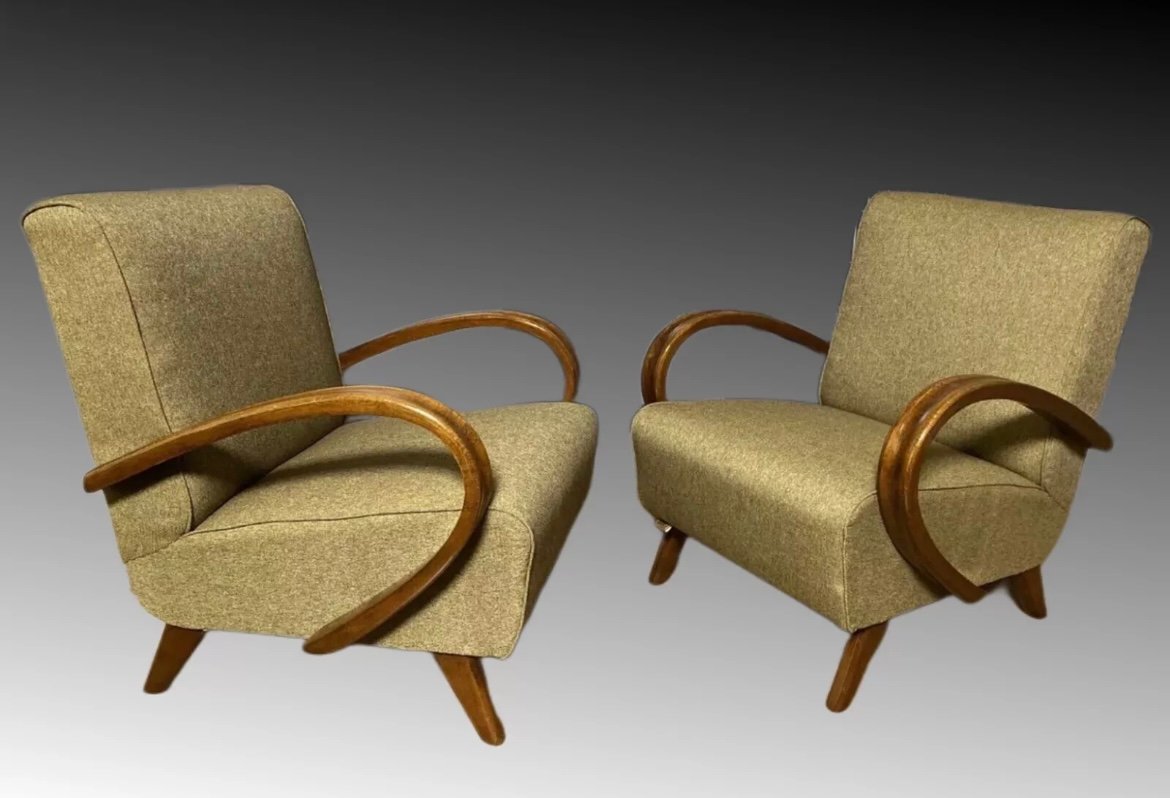 Art Deco Armchairs by Jindřich Halabala for Up Závody, 1930s, Set of 2