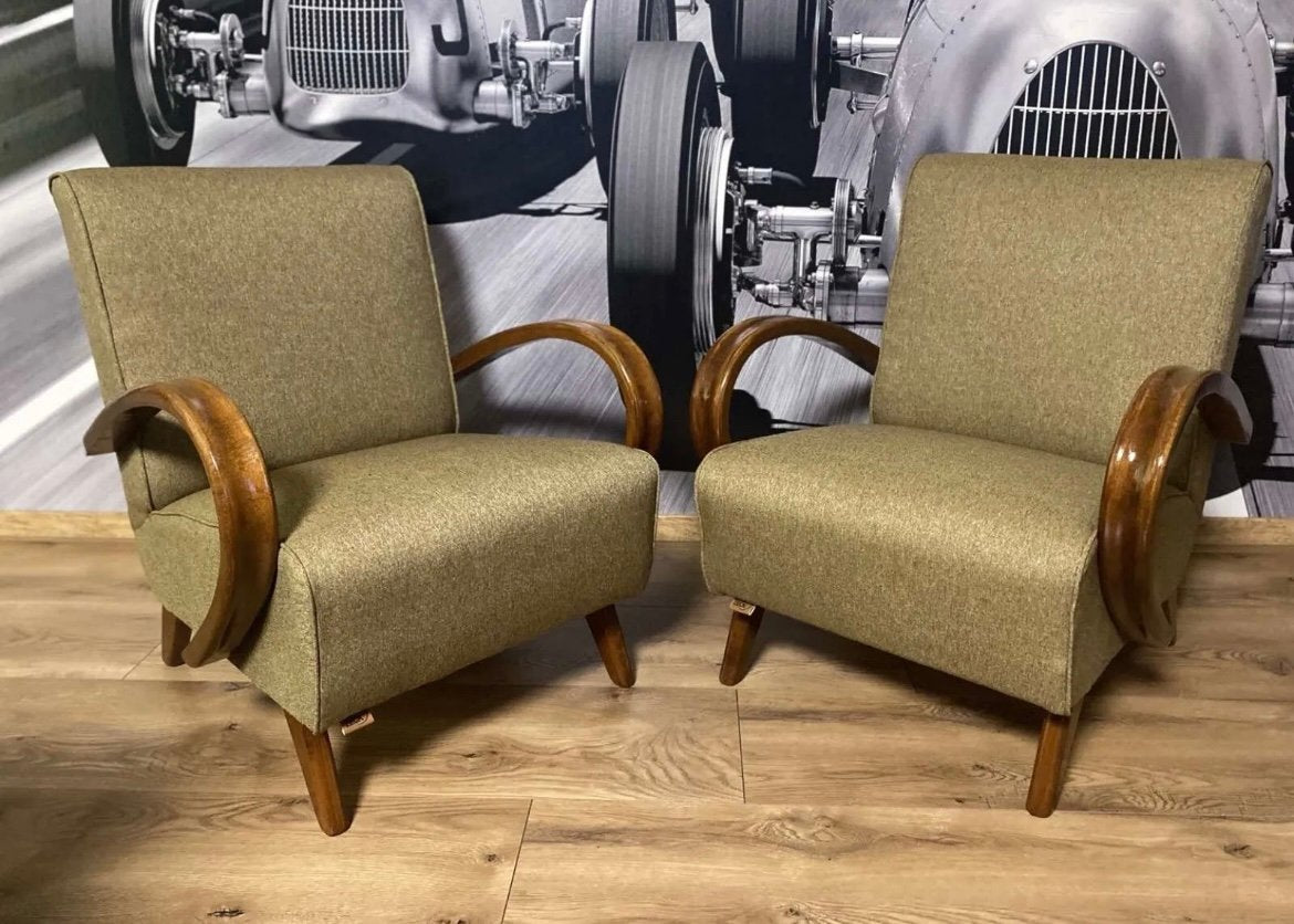 Art Deco Armchairs by Jindřich Halabala for Up Závody, 1930s, Set of 2