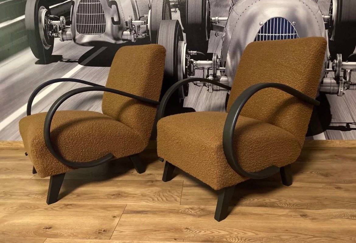 Art Deco Armchairs by Jindřich Halabala for Up Závody, 1930s, Set of 2