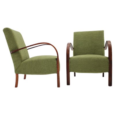 Art Deco Armchairs in Boucle, Former Czechoslovakia, 1940s, Set of 2-TZ-1741892