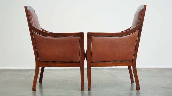 Art Deco Armchairs in Cowhide, Set of 2-HPP-2023276