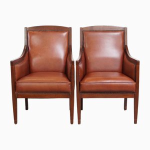 Art Deco Armchairs in Cowhide, Set of 2-HPP-2023276