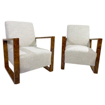 Art Deco Armchairs in Fabric and Walnut-FGA-1761382