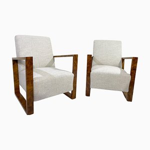 Art Deco Armchairs in Fabric and Walnut-FGA-1761382