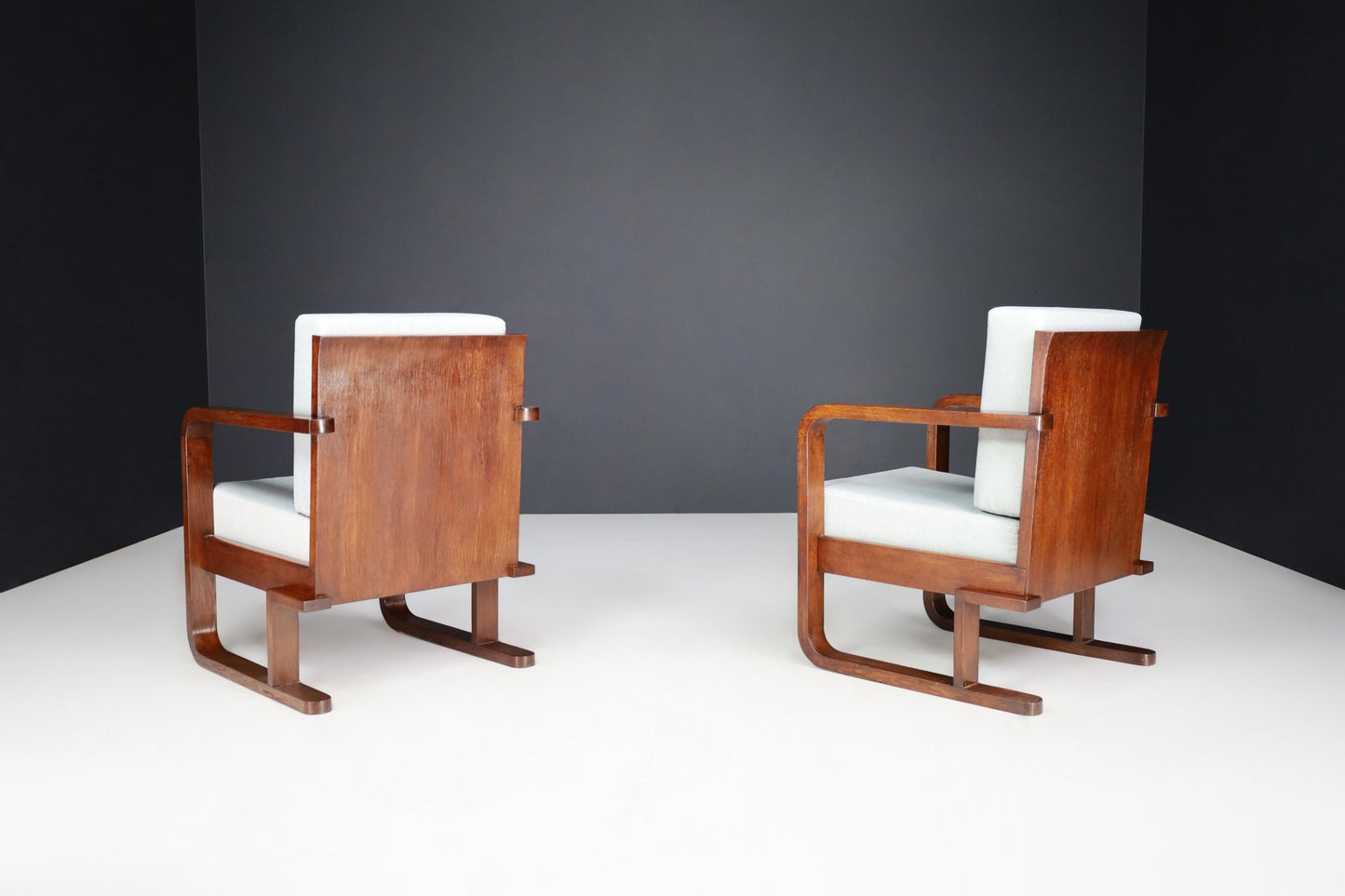 Art Deco Armchairs in Oak Bentwood and New Upholstery, Austria, 1930s, Set of 2