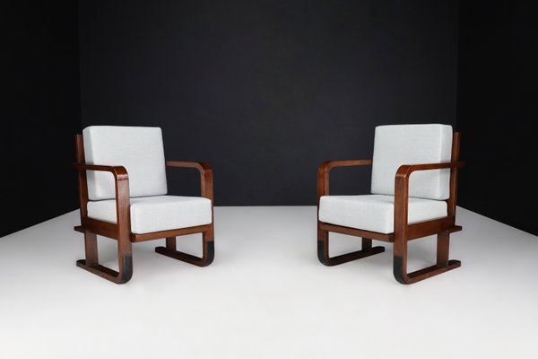 Art Deco Armchairs in Oak Bentwood and New Upholstery, Austria, 1930s, Set of 2-TRW-1797128