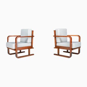 Art Deco Armchairs in Oak Bentwood and New Upholstery, Austria, 1930s, Set of 2-TRW-1797128