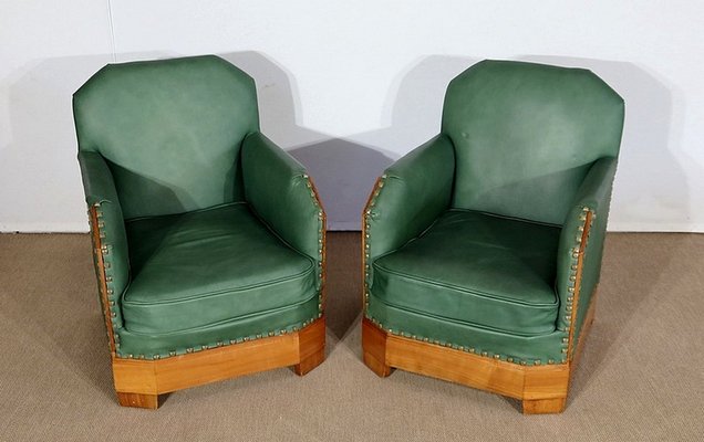 Art Deco Armchairs in Solid Cherry, Early 20th Century, Set of 2-RVK-1279850