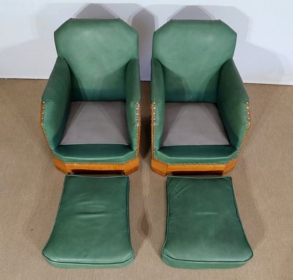 Art Deco Armchairs in Solid Cherry, Early 20th Century, Set of 2-RVK-1279850