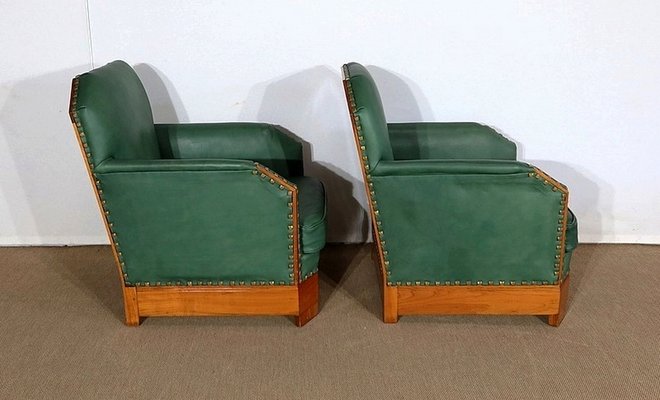 Art Deco Armchairs in Solid Cherry, Early 20th Century, Set of 2-RVK-1279850