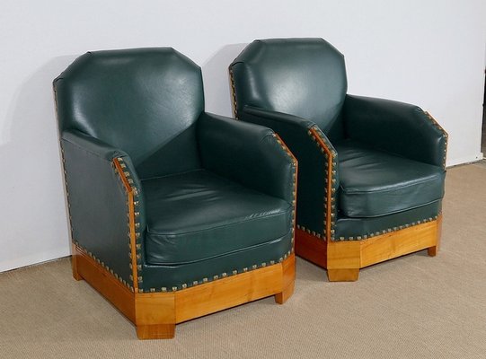 Art Deco Armchairs in Solid Cherry, Early 20th Century, Set of 2-RVK-1279847