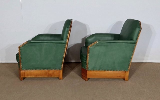 Art Deco Armchairs in Solid Cherry, Early 20th Century, Set of 2-RVK-1279850