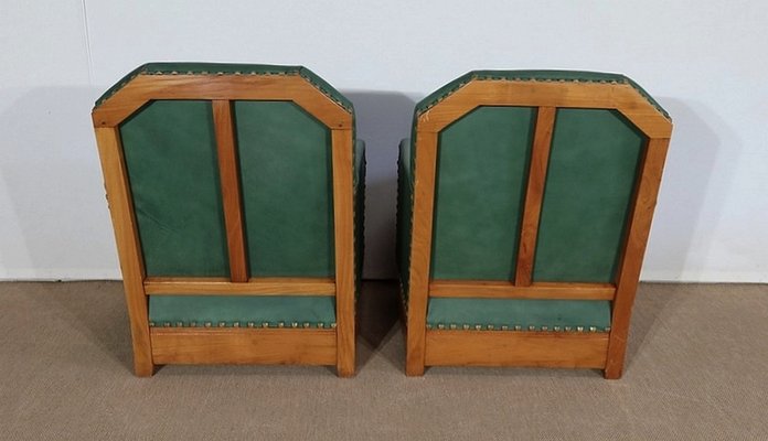 Art Deco Armchairs in Solid Cherry, Early 20th Century, Set of 2-RVK-1279850