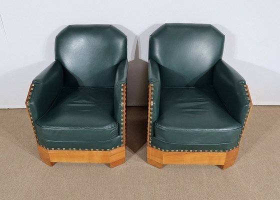 Art Deco Armchairs in Solid Cherry, Early 20th Century, Set of 2-RVK-1279847