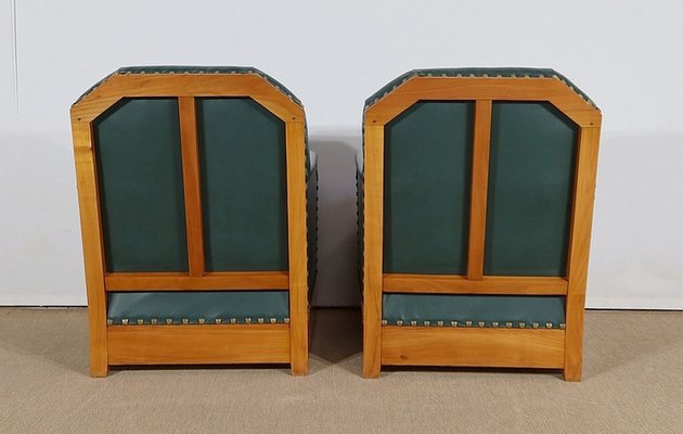 Art Deco Armchairs in Solid Cherry, Early 20th Century, Set of 2-RVK-1279847