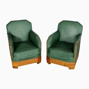 Art Deco Armchairs in Solid Cherry, Early 20th Century, Set of 2-RVK-1279850