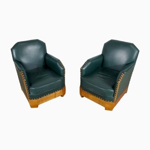 Art Deco Armchairs in Solid Cherry, Early 20th Century, Set of 2-RVK-1279847