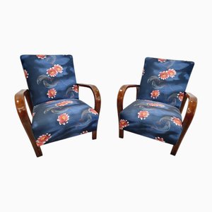 Art Deco Armchairs with Curved, Bentwood Armrests attributed to J. Halabala, 1940s, Set of 2-SAK-1773427