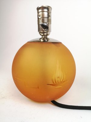 Art Deco Art Glass and Chrome Table Lamp, Sweden, 1930s-UYK-806986