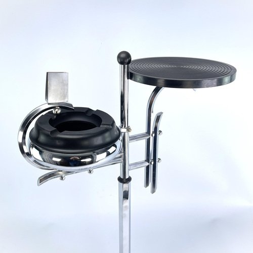 Art Deco Ashtray Stand in Chrome and Bakelite attributed to Demeyere, Belgium, 1930s