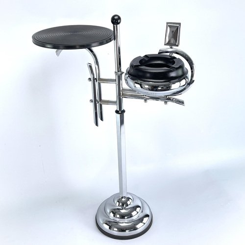 Art Deco Ashtray Stand in Chrome and Bakelite attributed to Demeyere, Belgium, 1930s