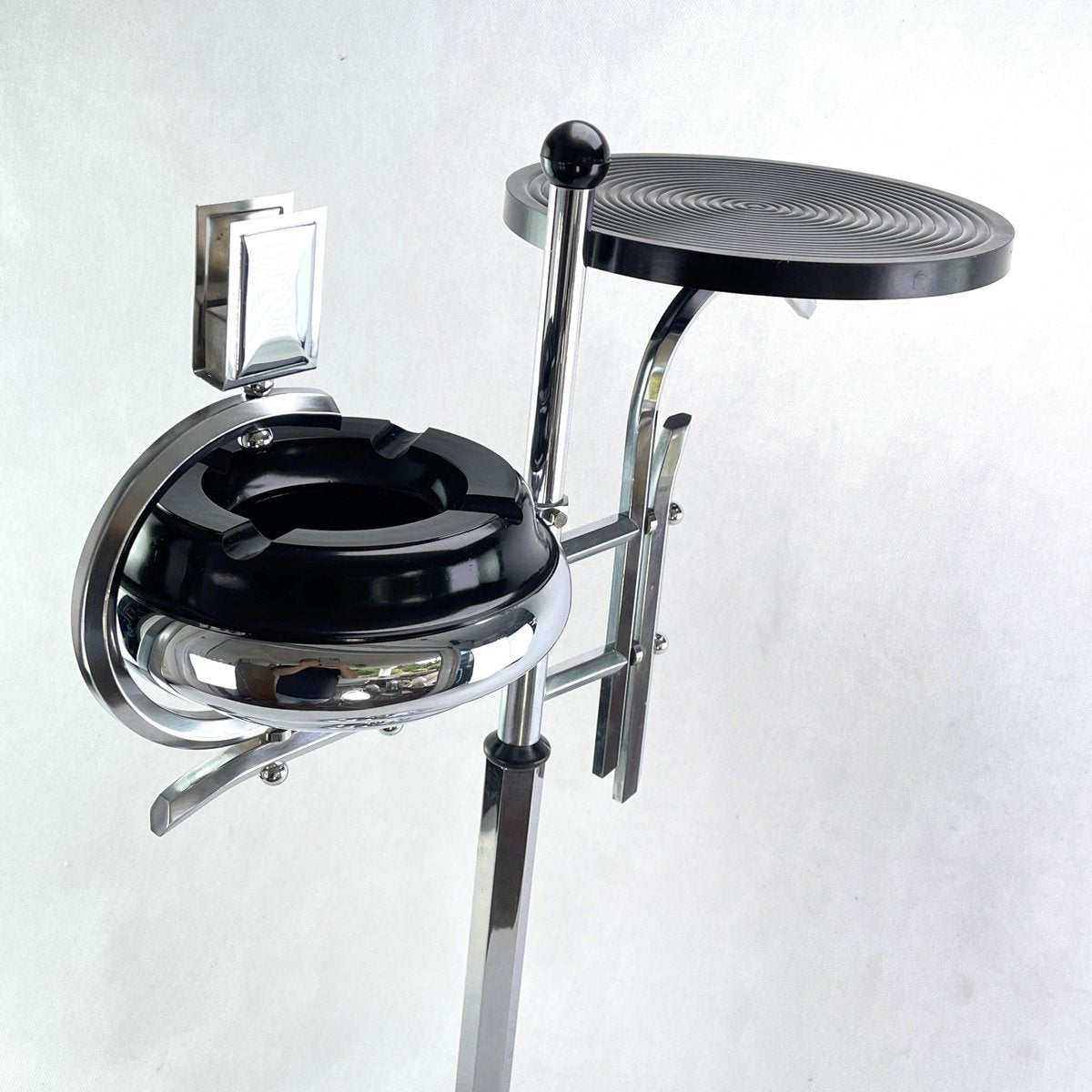 Art Deco Ashtray Stand in Chrome and Bakelite attributed to Demeyere, Belgium, 1930s