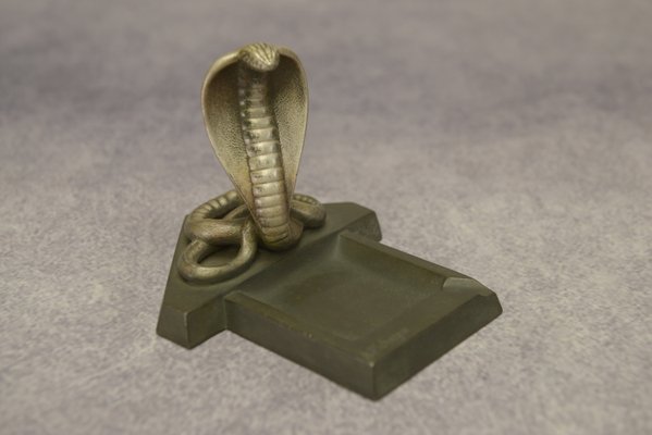 Art Deco Ashtray with Bronze Cobra by André Pichegru, 1930s-NEN-2023681