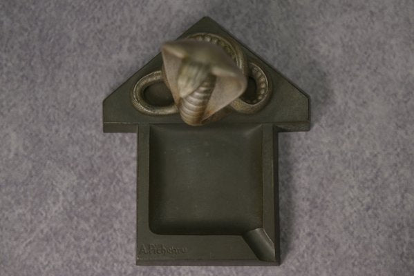 Art Deco Ashtray with Bronze Cobra by André Pichegru, 1930s-NEN-2023681