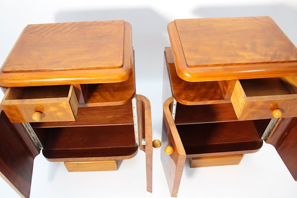 Art Deco Austrian Nightstands Maple, Austria, 1930s, Set of 2-NB-2024788